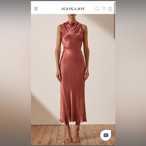 LA LUNE HIGH NECK MIDI DRESS - TERRACOTTA